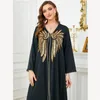 Abbigliamento etnico in rilievo Abaya 2 pezzi per le donne Ricamato Party Abito lungo islamico Ramadan Musulmano Dubai Abiti da sera Marocchino Caftano