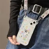 Mobiltelefonfodral koreanska söta blommorbjörnar öron crossbody lanyard fodral för iPhone 15 14 13 12 11 pro max x xr 7 8 plus remssacksäker mjuk täckning 231021