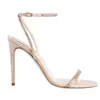 2023 Perfect Summer Satin Sandals Women ELLABRITA Ankle Strap Glitter Leather Sole High Heels Crystal Strappy Sandalias Comfort Walking