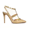 Designer Fashion tacchi alti scarpe eleganti da donna Sandali rock donna tacco in pelle piattaforma dorata rivetti punte peep-toes 6cm 8cm 10cm scarpe da sposa da donna con scatola