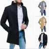 Men's Trench Coats Men's 2023 European And American Autumn Winter Woolen Coat St Collar Casual Solid Color Windbreaker Men Jacket