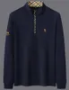 B328 designer polo automne hommes t-shirt à manches longues col à carreaux cheval broderie luxe t-shirt vêtements pour hommes