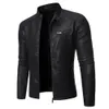 Vestes homme Veste pour hommes européenne et américaine veste en cuir de moto col montant veste en cuir lavé pour hommes de couleur unie 231020