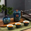 Set di stoviglie per tè Tazza da tè semplice Una pentola Tre set Teiera Tazze graziose portatili da viaggio in ceramica cinese