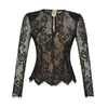 Women's Blouses Shirts Women Lace Sheer Blouse See-through Long Sleeve Tops T Shirt Blouse Fashion Sweet Transparent White Black Shirt Female Blusas 2024