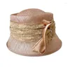 Berretti Cappello da pescatore di fascia alta per le donne Fedora in pizzo Cappelli da sole traspiranti estivi Cappellino Fedora da donna eleganti per feste da sera