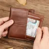 Wallets Genuine Leather Men Wallet Brand Casual Card Holder Slim Bifold Design Zipper Purse Male High Quality Money Bag