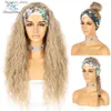 Synthetic Wigs Long Curly Headband Wig for Black Women Heat Resistant Kinky Curly Synthetic Headwraps Hair Glueless Wig Blonde New Fashion Q231021