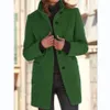 Dameswolmix 2023 Herfst Winter Overjas Vintage Effen Knoop Opstaande Kraag Wollen Jas Mode Dames Casual Dikke Jas 231020