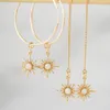 Dangle Earrings Ins Vintage Star Moon Opal Zircon Simple Sun For Women Girls Fashion Jewelry