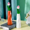 Vases Maison bricolage en plastique fleur Vase blanc Imitation céramique fleur Arrangement conteneur Pot panier moderne décoration Vases pour fleurs 231021