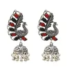 Boucles d'oreilles pendantes Style Bollywood rétro paon oxydé Jhumka pour femmes, cloches de couleur Antique, bijoux turcs