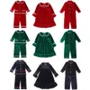 Kläderuppsättningar Design Baby Girls Pyjamas Matching Loungewear Clothes Velvet Ruffle Wholesale Christmas Outfit Boys Pyjamas 231020