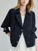 Femmes mélanges de laine Imitation Denim veste femmes printemps automne vestes courtes pour la mode polyvalent costume col haut ample manteau Streetwear 231021