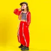 Stage Wear Kids Hip Hop Street Dance Costume Plaid Vest Loose Split Pants Net Jacket Tops For Girls Clothes Jazz Show 6 8 10 12Y