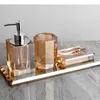 Bath Accessory Set 3/4pcs Glass Lotion Bottle Clear Crystal Bathroom Tray Household Soap Dispenser Accessories Organizer