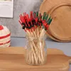 Forks 100PCS 12cm Bamboo Toothpicks Pick Buffet Cupcake Fruit Fork Party Dessert Salad Stick Cocktail Skewer For Holiday Decor