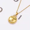 Pendant Necklaces European And American Retro Personality Simple 12 Constellations Double-sided Stainless Steel Necklace