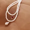 Colares Pingente YADA Trendy Pearl Bead PresentsNecklace para Mulheres Bonito Dupla Camada Cadeia Declaração Bijoux Femme Colar SE210012