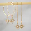 Dangle Earrings Ins Vintage Star Moon Opal Zircon Simple Sun For Women Girls Fashion Jewelry