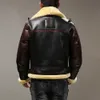 Herren Leder Faux B31900 Europäische Größe Hohe Qualität Super Warm Echte Schafe Mantel Herren Big B3 Shearling Bomber Militär Pelz Jacke 231021