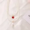 Colares Pingente YADA Trendy Pearl Bead PresentsNecklace para Mulheres Bonito Dupla Camada Cadeia Declaração Bijoux Femme Colar SE210012