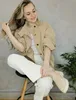 Women's Down Parkas Spring Stand Collar Jacket Casual Short Trench Coat for Women Button Loose Bomber 2023 Streetwear 231020