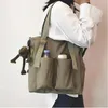 Evening Bags Large Capacity Canvas For Women Korean Solid Color Adjustable Strap Zipper Shoulder Bag Students Book Pocket Tote Travel