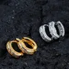 Pendiente con pasador de Hip Hop, joyería Vintage, relleno de oro amarillo, pavé de circonita blanca, pendientes brillantes con diamantes para mujeres y hombres, regalo para amantes