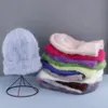 Szerokie brzegowe czapki wiadra moda królicze futro kucha miękka ciepła puszysta jasna jedwabna zimowa kapelusz dla kobiet czapka czapka 231020