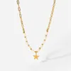 Pendentif Colliers Femme Fille Star Collier Mode Acier inoxydable Bijoux suspendus Accessoire décoratif pour quotidien en plein air