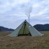 Tentes et abris Tente pyramidale surdimensionnée améliorée de 5M avec jupe pare-neige avec veste de cheminée tente de Camping en plein air auvents de randonnée abri tipi Tipi 231021