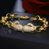 سلسلة Hip Hop Gold Color Cubic Zirconia Charm Bracelet Unsix Boxing Luxury Costume Moledy Gift 231020
