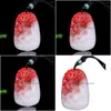 Ожерелья с подвесками Красный Белый Нефритовый Дракон Китайские Ювелирные Изделия Драгоценный Камень Амет Очарование Женщина Мужчина Подарки Счастливое Ожерелье Мода Резной Натуральный Dh7Gv