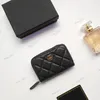 Lyxmodedesigner CC Short Coin Purse Zipper Classic Pattern Caviar Lambskin Leather Card Holders Wholesale Black Woman Small Mini Wallet Purse With Box