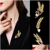 Pins Brooches Super Quality Diamond Wheatear Women Pearl Cor Safe Silk Scarf Buckle Brooch Pin Suits Dress Female Gold Jewelry Pend Dheuv