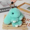 Plush Keychains Multicolor Rabbit Keychain Ring Fluffy Real Fur Pompon Bunny Trinket Key Chain Charm Cute On Bag Car Pendant 231020