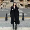 Womens Wool Blends Autumn Harajuku Black Long Coat Women Fashion Loose Elegant Lapel Sleeves Jackets Korean Double Breasted Casual Windbreaker 231021
