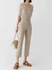 Kobiety Pantie Kobiety 2023 Chic Modne Pokiełki Dekoracja Solid Twill Casual Vintage High Taist Zipper żeńskie spodnie Mujer