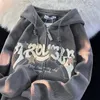 Sweats à capuche pour hommes Sweatshirts Y2K Lettre Sweat à capuche brodé Femmes Automne Hiver Vintage Zip Up Sweat-shirt surdimensionné Harajuku à manches longues Veste à capuche Vêtements 231021