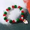 Charm Bracelets Christmas Series Colorful Crystal Beaded For Women Santa Claus Tree Snowflake Pendant Elastic Bangle Jewelry