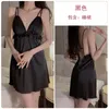 Dames nachtkleding sexy nachthemd satijnen nachtjapon dames zomer kanten kamerjas intieme lingerie riem loungewear