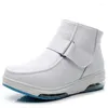 Bottes 2023 Cuir véritable Coussin d'air d'hiver Chaussures Baskets chaudes Blanc Mode Casual Femmes