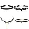 Chokers Goth Black Velvet Gargantilha Colares Estilo Gótico Corda Mulheres Pescoço Decoração Chocker Jóias em Acessórios de Menina 231021