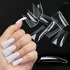 False Nails 500pcs/Box Fake Nail Tips Clear Duck Feet Fan Flare French Half Cover Artificial Press On Manicure Extension Tools
