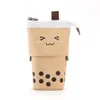 참신 게임 귀여운 Boba Milk Tea Telescopic Pen Bag Pencil Holder 문구 케이스 스탠드 업 학생을위한 파우치 상자 SXJun27 장난감 선물 N Dhyvu