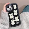 Cas de téléphone portable coréen belle fourrure de lapin broderie en peluche pour iPhone 14 13 12 Pro Max Plus 11 couverture en silicone douce et mignonne 231021