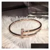 Andra tillbehör Nagelarmband Guld Bangle For Women Män Rostfritt stål Manschett Bangles Öppna naglar i Hands Christmas Gifts Girls Acces Dhzcy