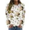 Maglioni da donna a maniche lunghe girocollo con stampa floreale maglione pullover top da donna carini camicie a maniche corte leopardate per le donne