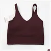 Yoga outfit Lu-088 Women Sports Yoga Bra Y Tank top tight Vest med bröstkudde ingen smörig mjuk atletisk fitnesskläder anpassad logotyp spor dh8h2